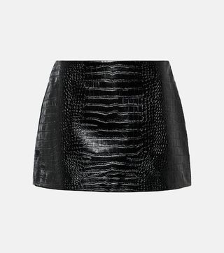 The Frankie Shop + Mary Croc-Effect Faux Leather Miniskirt in Black