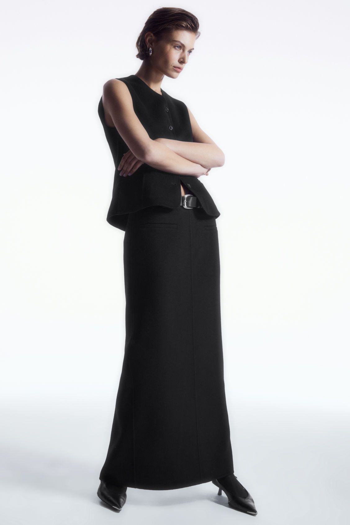 COS + Double Faced Wool Column Maxi Skirt