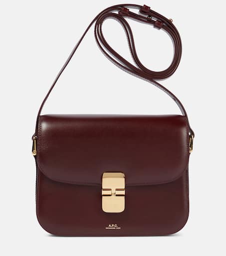 A.P.C. + Grace Small Leather Shoulder Bag in Red