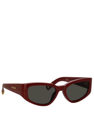 Linda Farrow x Jacquemus + Gala Cat Eye Sunglasses in Burgundy
