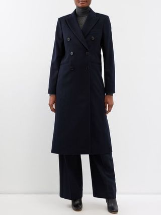 Victoria Beckham + Double-Breasted Wool-Blend Tailored Coat