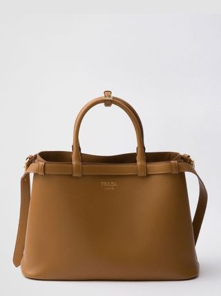 Prada + Prada Buckle Medium Leather Handbag with Double Belt