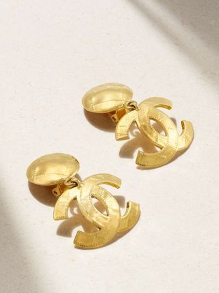 Vintage Chanel + Hammered Gold-Plated Clip Earrings