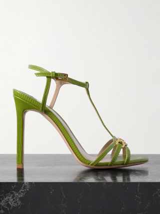 Tom Ford + Whitney Embellished Lizard-Effect Leather Sandals