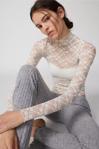 Out From Under + Luna Sheer Lace Mock Neck Top