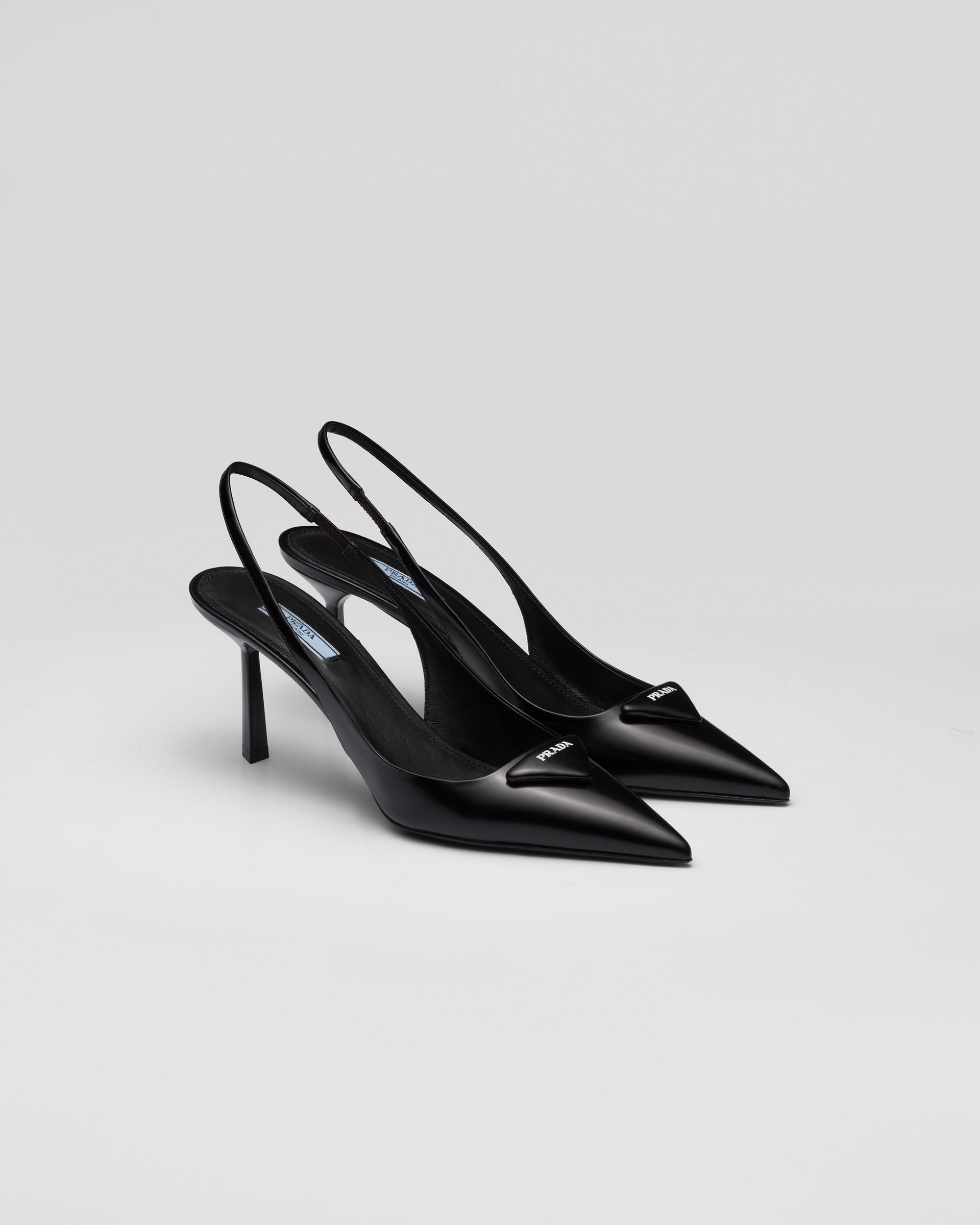 Prada + Brushed Leather Slingback Pumps