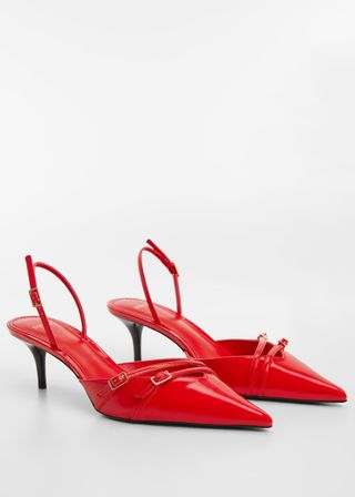 Mango + Slingback Heeled Shoes With Buckle in Red