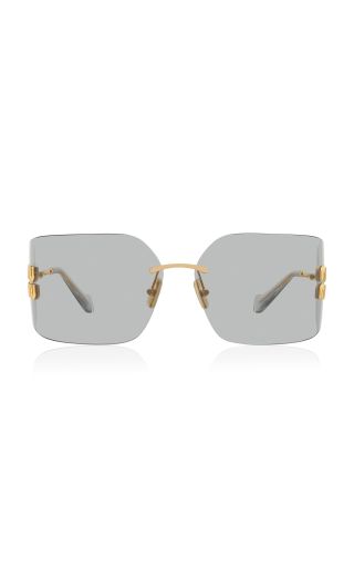 Miu Miu + Runway Rimless Square Metal Sunglasses