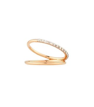 Kismet by Milka + Spectrum Two-Row Ring With Diamonds in 14K Rose Gold