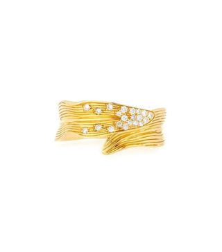 Michael Aram + Palm Carved 18K Gold Ring With Diamonds