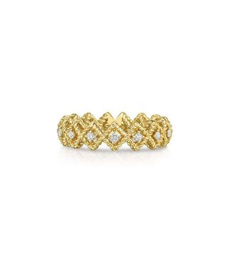 Roberto Coin + Barocco Single-Row Diamond Ring in 18K Yellow Gold