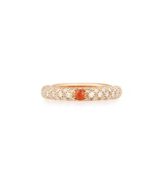 Adolfo Courrier + 18K Rose Gold & Diamond Ring With One Orange Sapphire