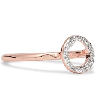 Monica Vinader + Riva Mini Circle Rose Gold Vermeil Diamond Ring