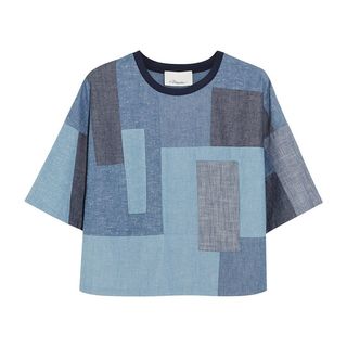 3.1 Phillip Lim + Patchwork Cotton Chambray Top