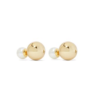 Kenneth Jay Lane + Gold-Plated Faux Pearl Earrings