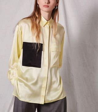 Topshop + Contrast Pocket Silk Shirt