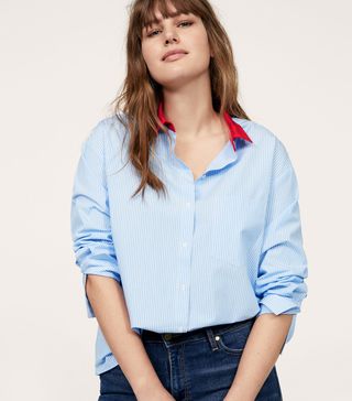 Violeta by Mango + Contrast Collar Shirt