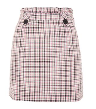 Topshop + Pop Check Frill Waist Miniskirt
