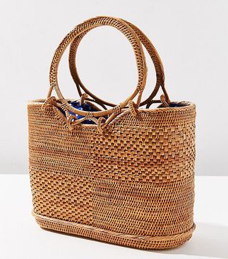 Urban Outfitters + Circle Handle Straw Bucket Bag
