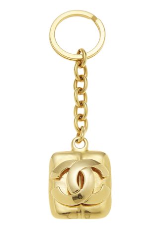 Chanel + Gold CC Square Keychain