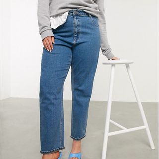 Asos Design Curve + Recycled High Rise Farleigh Slim Mom Jeans in Dark Wash