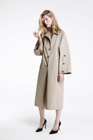 Zara + Oversized Buttoned Trench Coat