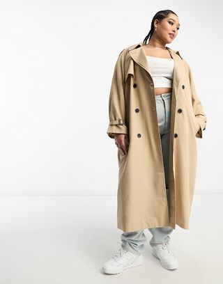 Only Curve + Double Breasted Trench Coat