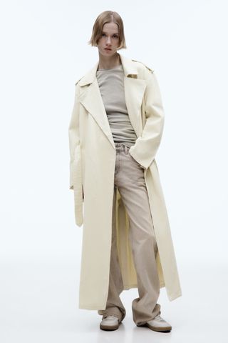 Zara + Belted Cotton Topcoat