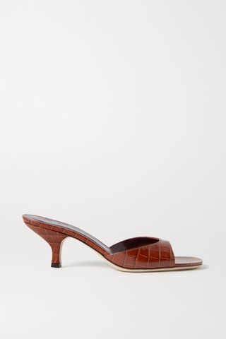 Staud + Gene Croc-Effect Leather Sandals