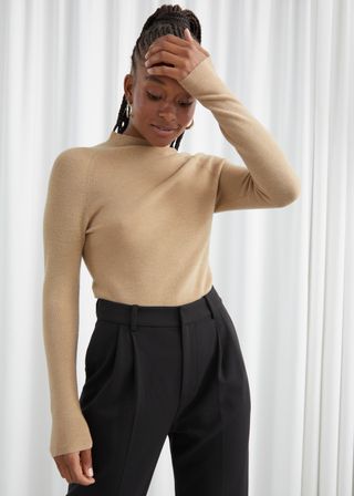 & Other Stories + Fitted Mock Neck Merino Wool Sweater