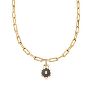 Missoma Limited + Gold Onyx Hex Padlock Chain Necklace