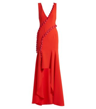 Galvan London + Cuzco Tassel-Embellished V-Neck Gown