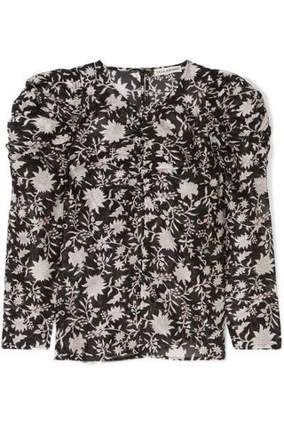 Ulla Johnson + Posey Ruched Floral-Print Cotton and Silk-Blend Organza Blouse