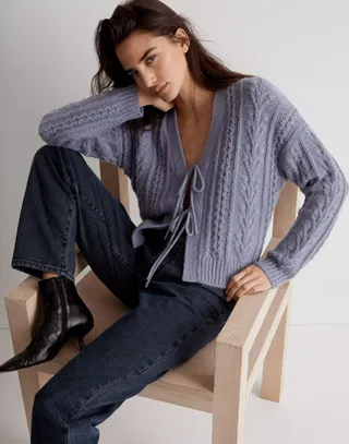 Madewell + Cable Tie-Front Cardigan Sweater