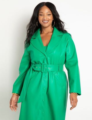 Eloquii + Belted Faux Leather Coat