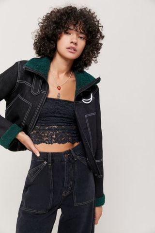BDG + Bexley Cropped Sherpa Lined Utility Jacket