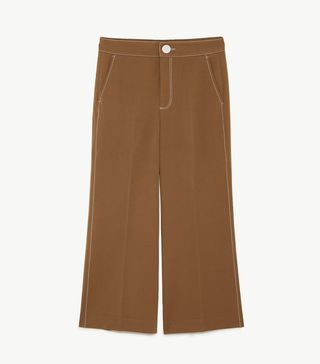 Zara + Trousers With Contrast Topstitching