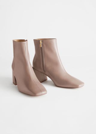 & Other Stories + Leather Square Toe Boots