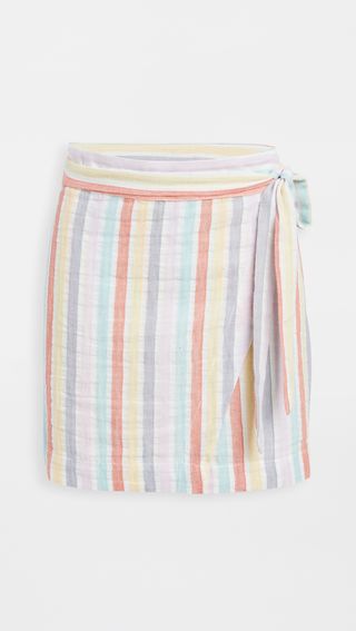 Plush + Striped Mini Wrap Skirt