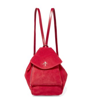 Manu Atelier + Fernweh Mini Leather-trimmed Suede Backpack