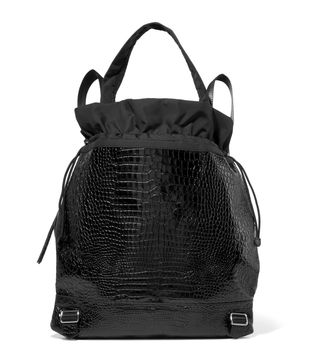 Elizabeth and James + Keely Croc-Effect Glossed-Leather and Shell Backpack