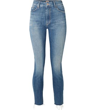 Mother + Looker Cropped Frayed High-Rise Skinny Jeans