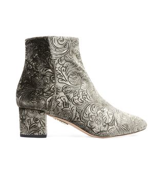 Aquazzura + Baroque Embossed Velvet Ankle Boots
