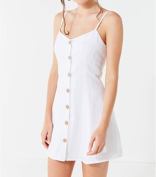 Urban Outfitters + Button-Down Strappy Back Linen Dress
