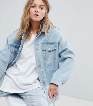 Cheap Monday + Oversized Denim Trucker Jacket With Rips