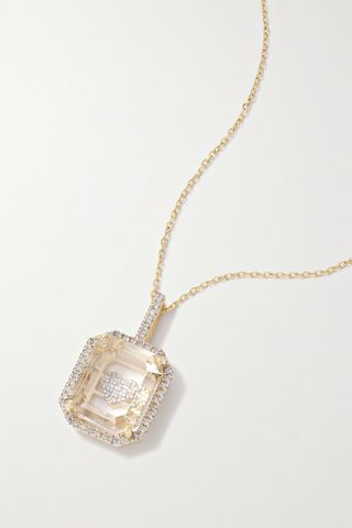 Mateo + Secret Heart 14-Karat Gold, Quartz and Diamond Necklace