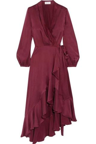 Zimmermann + Asymmetric Washed-Silk Wrap Midi Dress