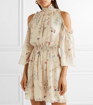 Rachel Zoe + Meade Cold-Shoulder Floral-Print Silk-Chiffon Mini Dress