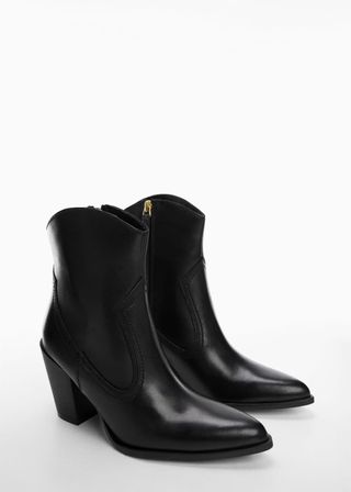 Mango + Cowboy Style Leather Ankle Boots