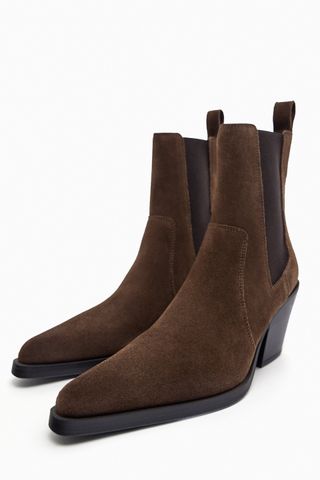 Zara + Suede Heeled Ankle Boots